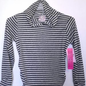 LOVE Maternity hooded Top Black/Gray stripe sz M